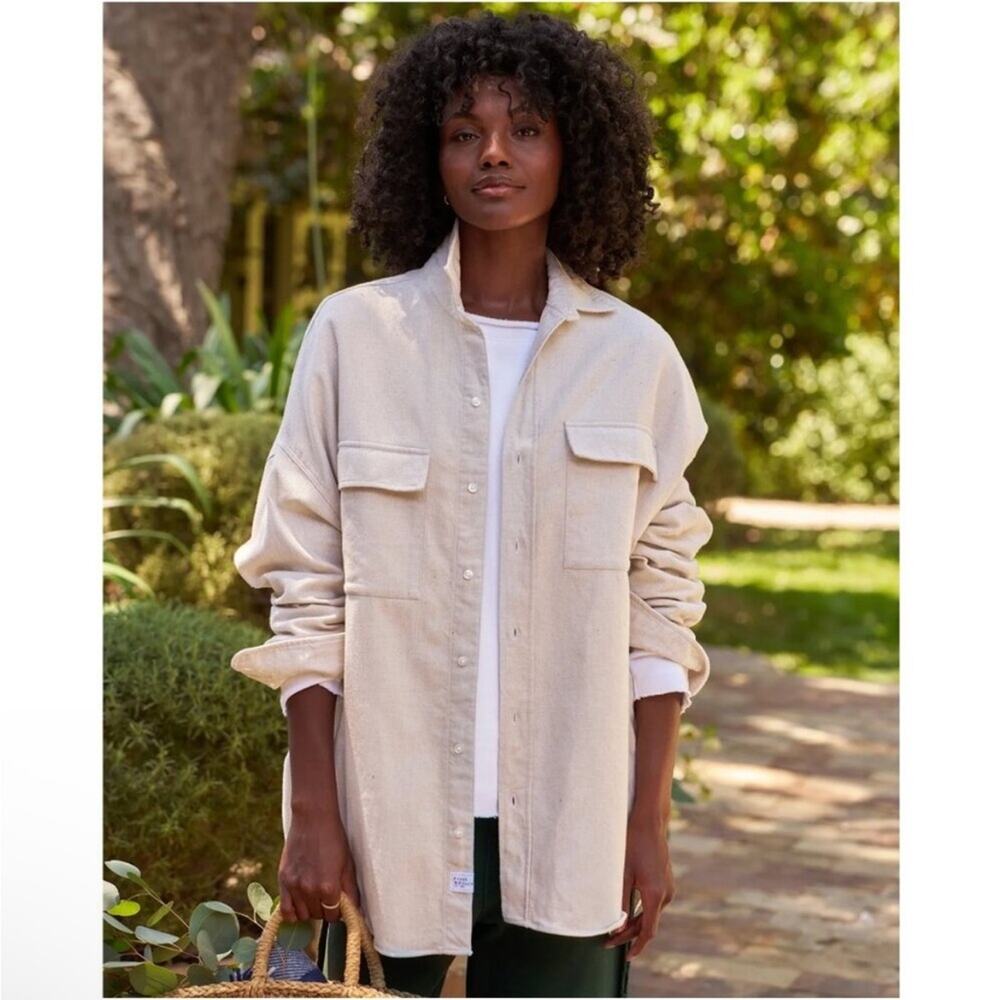 Frank & Eileen Oversized Cream Button-Front Shacket